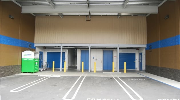 Covered loading area to storage unit elevators