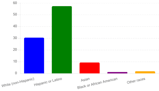 A chart showing the diverse racial demographics of La Habra, CA
