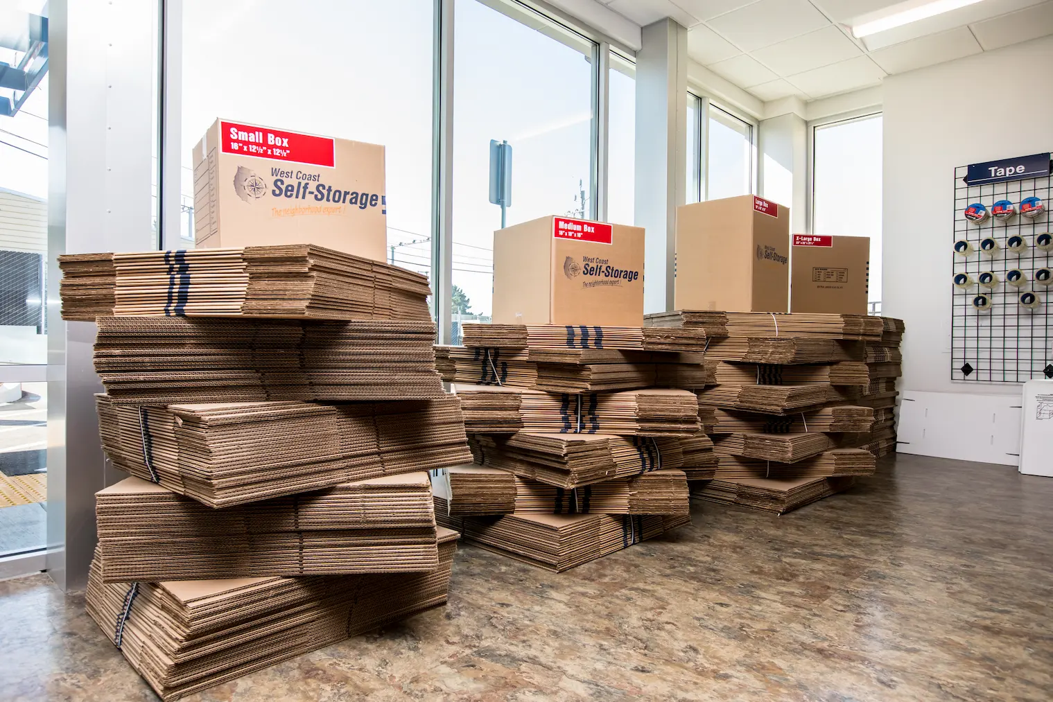 Moving boxes at West Coast Self-Storage Daly City 1001 E Market St, Daly City, CA 94014