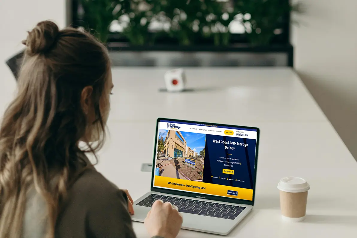 Woman viewing West Coast Self Storage Website