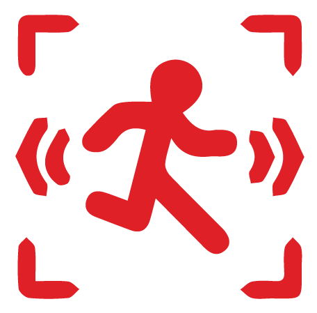 icon graphic of a person caught on camera