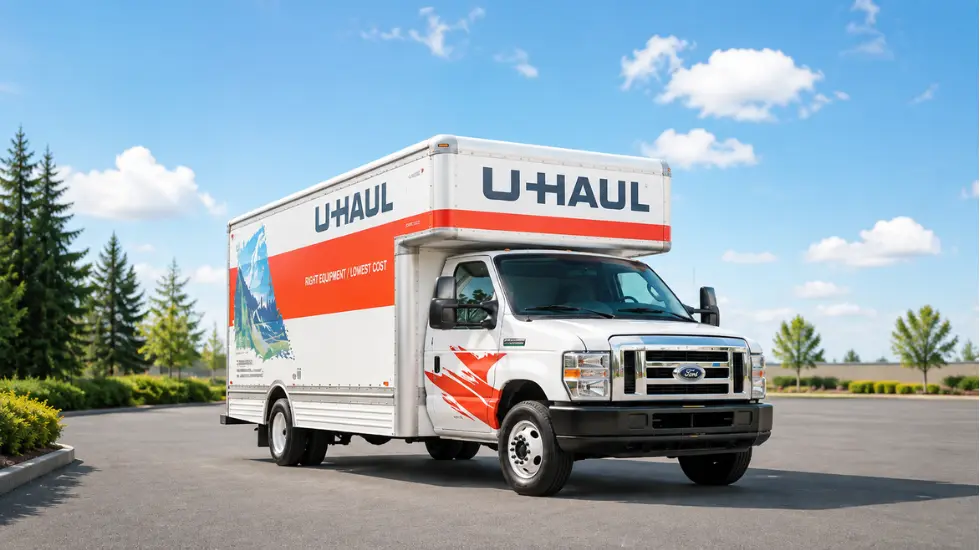 A U-Haul Truck with blue skies in the background